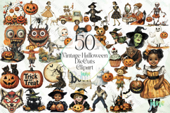 Vintage Halloween DieCuts Clipart Bundle Product Image 1