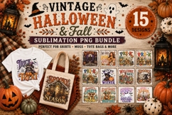 Vintage Halloween &amp; Fall PNG Bundle, 15 Sublimation Designs Product Image 1