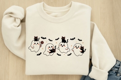 Vintage Halloween Ghost with Black Cats PNG Product Image 2
