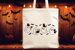 Vintage Halloween Ghost with Black Cats PNG Product Image 4