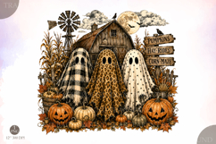 Vintage Halloween Ghosts Trio PNG,Halloween Sublimation PNG Product Image 1