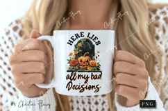 Vintage Here Lies My Bad Decisions PNG | Halloween PNG Product Image 2