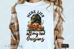 Vintage Here Lies My Bad Decisions PNG | Halloween PNG Product Image 3