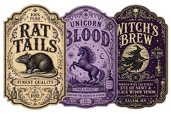 Vintage Halloween Poison Bottle Labels PNG, Product Image 3