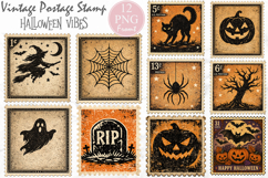Vintage Halloween Postage Stamp Clipart Bundle Product Image 1