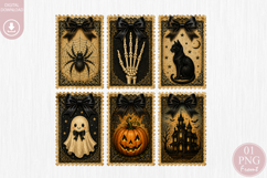 Vintage Halloween Postage Stamp PNG Product Image 1