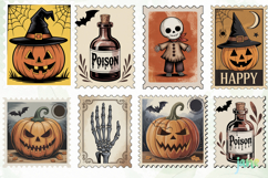 Vintage Halloween Postage Stamp Clipart Product Image 7