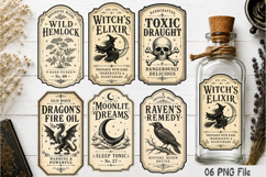 Vintage Halloween Potion Bottle Labels PNG Product Image 1