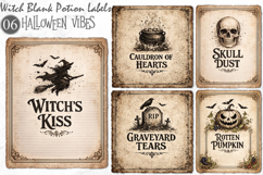 Vintage Halloween Potion Labels PNG, Gothic Witch Apothecary Product Image 1