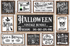 10 vintage Halloween signs being shown