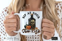 Vintage Sip At Own Risk PNG | Halloween PNG Product Image 2