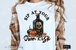 Vintage Sip At Own Risk PNG | Halloween PNG Product Image 3