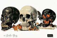 Vintage Halloween Skulls Clipart | Halloween PNG Product Image 1