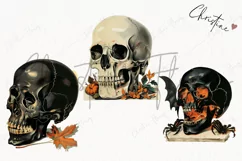 Vintage Halloween Skulls Clipart | Halloween PNG Product Image 3