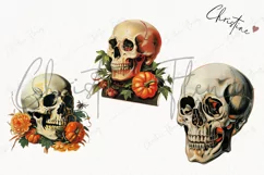 Vintage Halloween Skulls Clipart | Halloween PNG Product Image 3