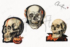 Vintage Halloween Skulls Clipart | Halloween PNG Product Image 3