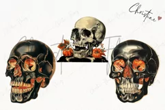 Vintage Halloween Skulls Clipart | Halloween PNG Product Image 3