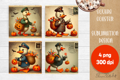 Vintage Halloween Square Coaster, Boo Ghost Goose Product Image 1