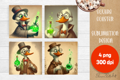 Vintage Halloween Square Coaster, Boo Ghost Goose Product Image 1