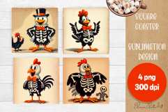 Vintage Halloween Square Coaster, Boo Ghost chicken Product Image 1