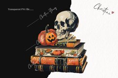 Vintage Skull Book Stack Clipart | Halloween PNG Product Image 2