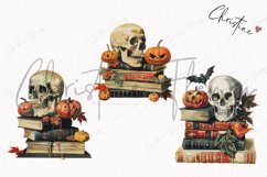 Vintage Skull Book Stack Clipart | Halloween PNG Product Image 3