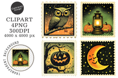 Vintage Halloween Stamps Clipart Product Image 1