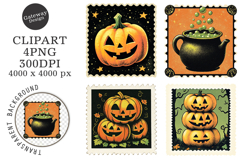 Vintage Halloween Stamps Clipart Product Image 1