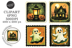 Vintage Halloween Stamps Clipart Product Image 1