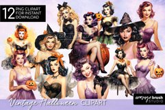 Vintage Halloween Sublimation Pin-up Girls Clipart Bundle