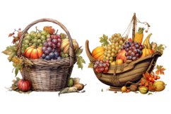 Cute Vintage Harvest Basket Clipart Bundle, Set Of 7 Png Product Image 3