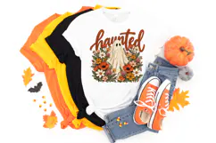 Haunted Ghost PNG, Floral Halloween Shirt Graphic Product Image 4