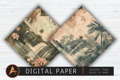 Vintage Hawaiian Waterfall Digital Paper PNG Product Image 1