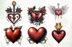 Vintage Heart Clipart Sublimation Product Image 5