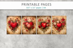 Vintage heart junk journal, Valentine’s junk journal pages Product Image 2