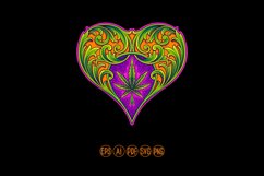 Vintage heart shaped engraved floral with cannabis leaf Product Image 1