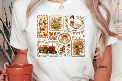 Vintage Hello Fall Farmhouse Clipart PNG Design Product Image 2