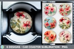 Bundle of six Decoupage Hibiscus Car Coaster designs.