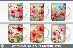 Bundle of six Decoupage Hibiscus Mug Wrap designs.