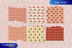 Vintage Hibiscus Flowers Torn Paper - Scrapbooking PNG Product Image 1