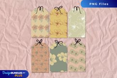 Vintage Hibiscus Flowers Patterned Shaped Tags Product Image 1