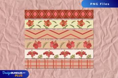 Vintage Hibiscus Flowers Seamless Strips Product Image 1