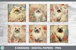 Bundle of six Decoupage Himalayan Cats Paper Backgrounds designs.