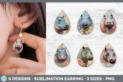 Bundle of six Decoupage Hippos Teardrop Earrings designs.
