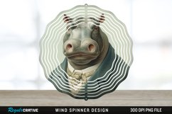 Vintage Hippo Wind Spinner Sublimation Design PNG Product Image 1