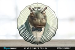 Vintage Hippo Wind Spinner Sublimation Design PNG Product Image 1