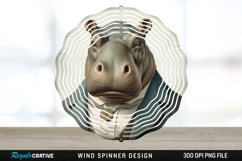 Vintage Hippo Wind Spinner Sublimation Design PNG Product Image 1
