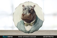 Vintage Hippo Wind Spinner Sublimation Design PNG Product Image 1