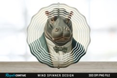 Vintage Hippo Wind Spinner Sublimation Design PNG Product Image 1