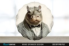 Vintage Hippo Spinner Sublimation Design PNG Product Image 1